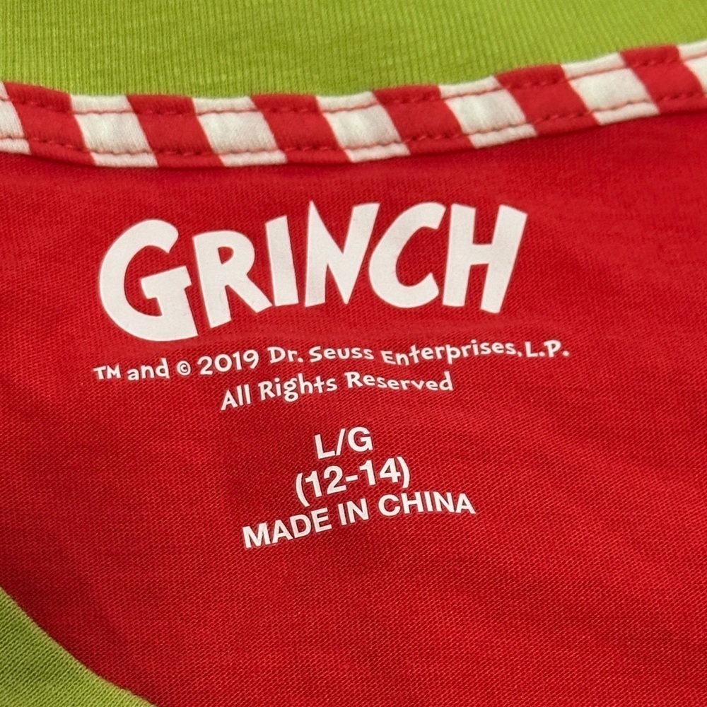 Dr. Seuss Grinch Red and Green Kids Pajama Set large 12/14 - Picture 7 of 8